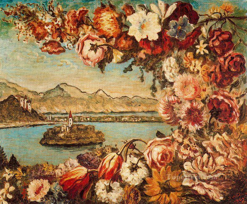 island and flower garland Giorgio de Chirico Impressionism Flowers Oil Paintings